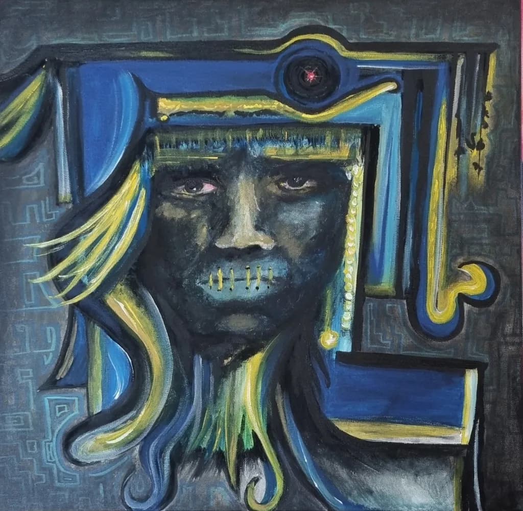 Abstract Portrait in Blue and Yellow