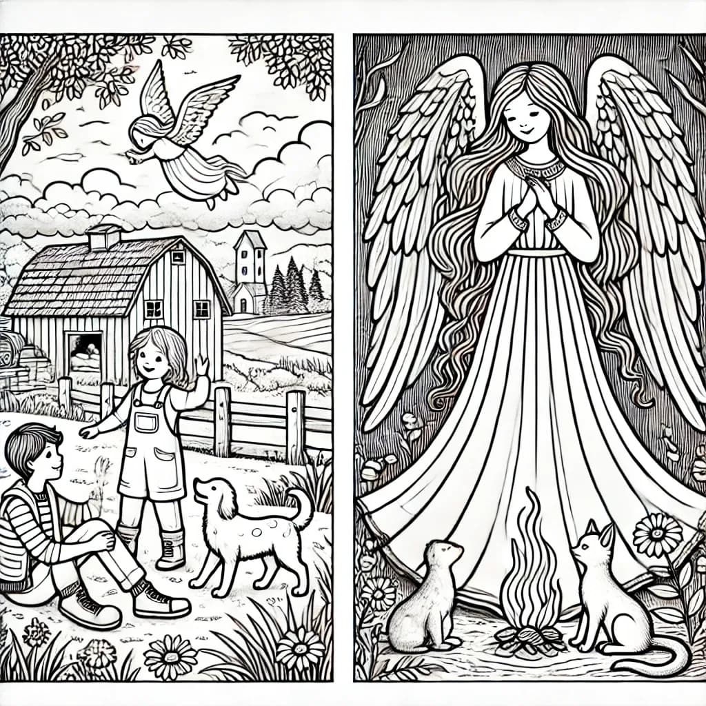 Angel and Farmyard Scene