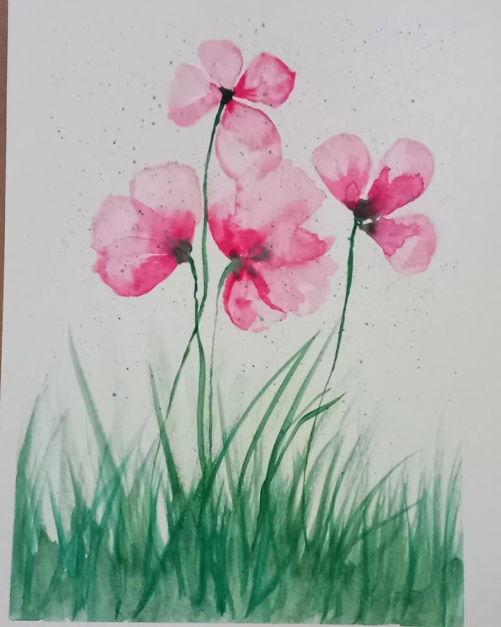 Pink Flowers in Grass