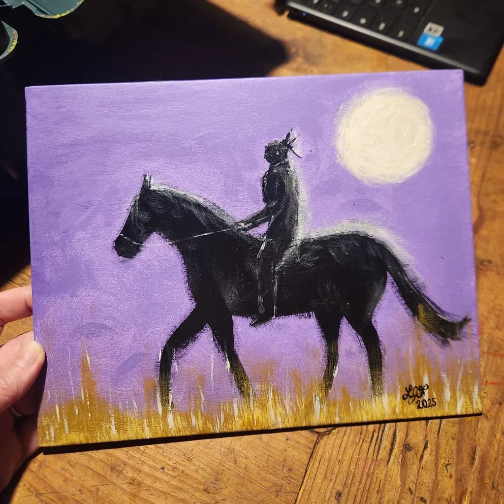 Mounted Rider at Moonlight