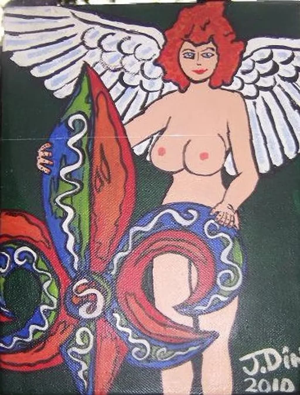 Winged Figure with Colorful Motif