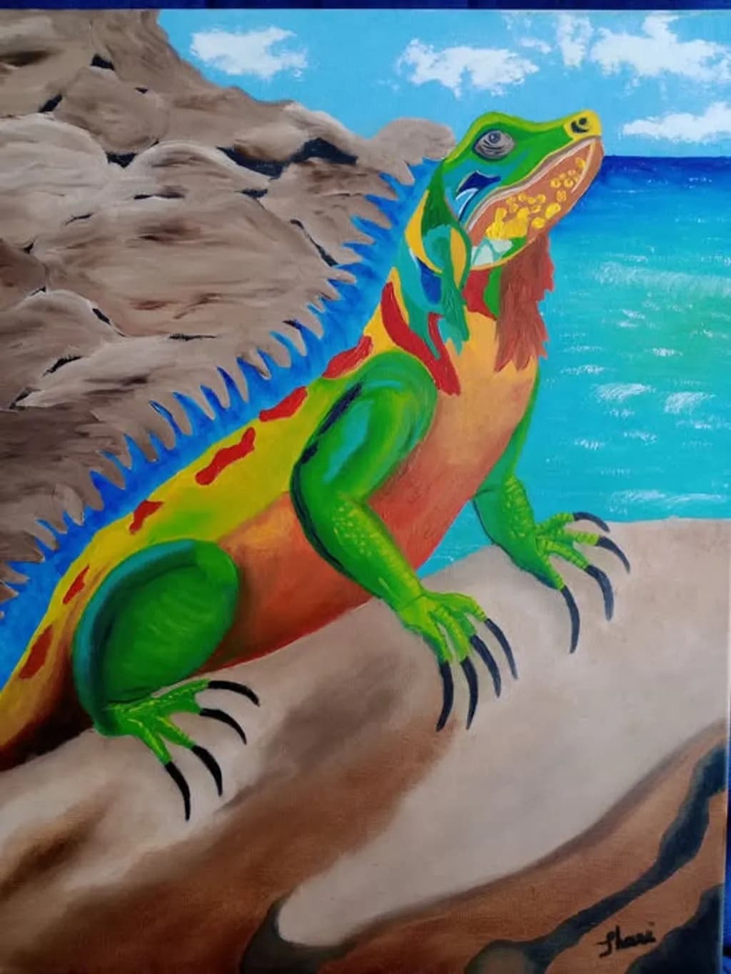 Colorful Iguana by the Sea