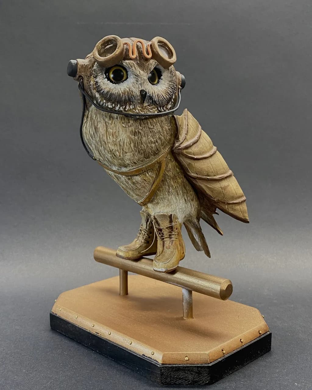 Owl Sculpture with Goggles