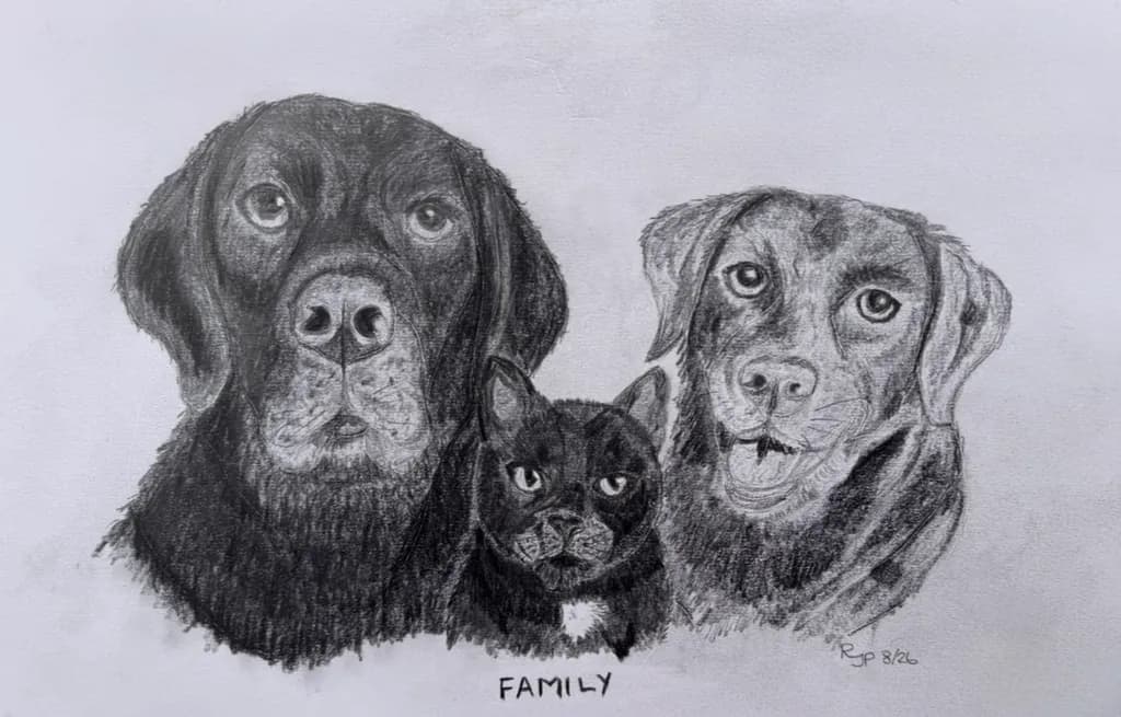 Family Portrait: Dogs and Cat