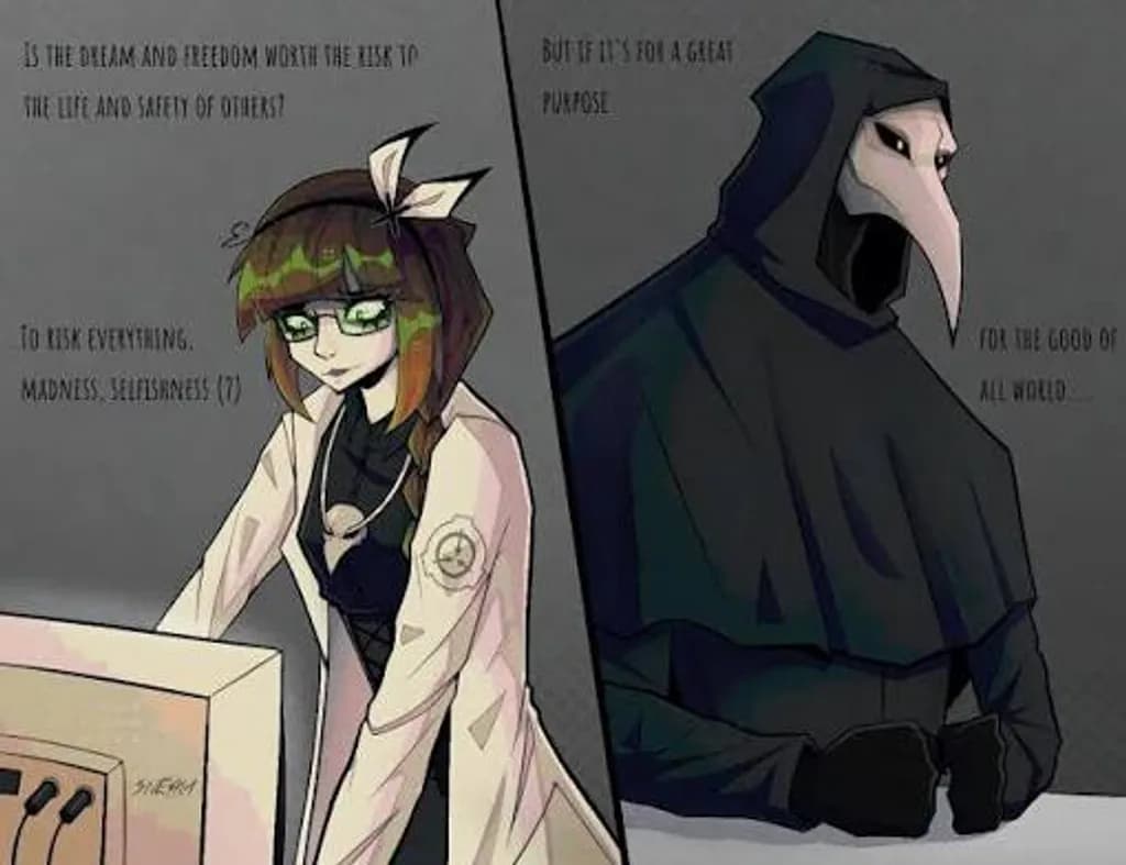 Lab Coat and Plague Mask Dialogue