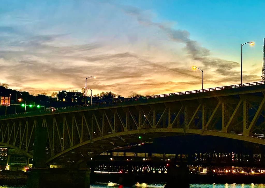 Dusk Bridge Reflection
