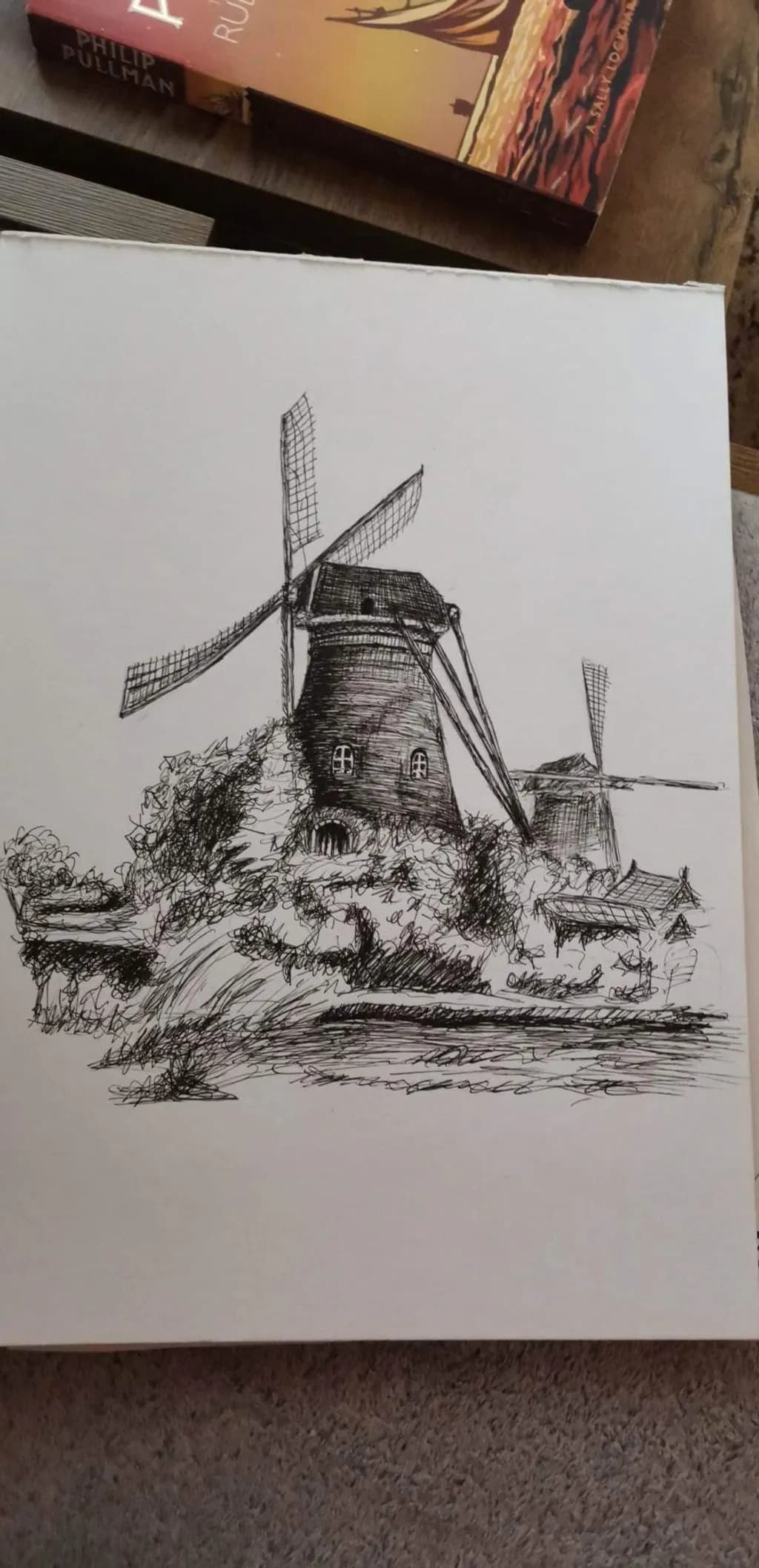 Windmill Landscape Sketch