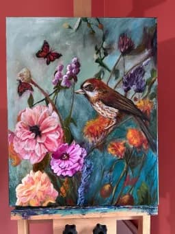 Songbird Among Flowers