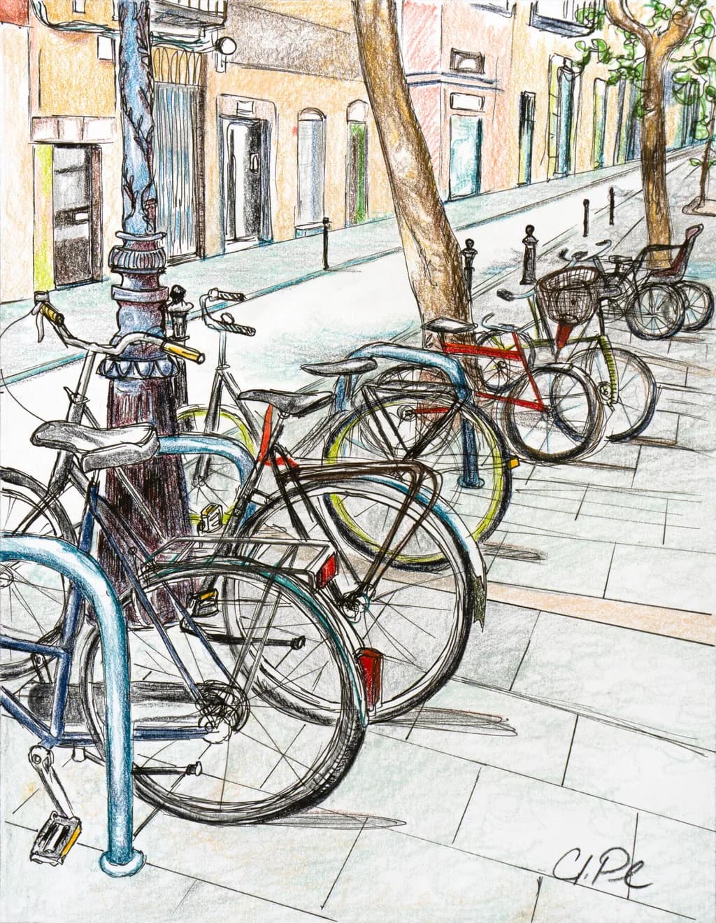 Bicycles of Barcelona Street