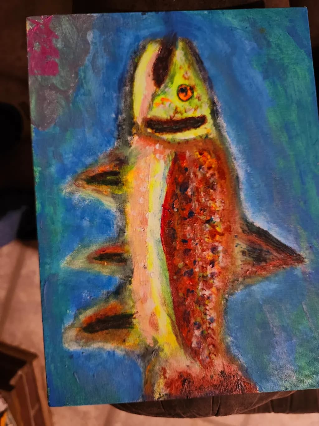 Abstract Fish on Blue Background