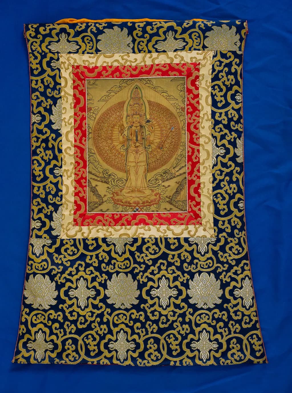Brocade Thousand Hands and Thousand Eyes Guanyin Thangka