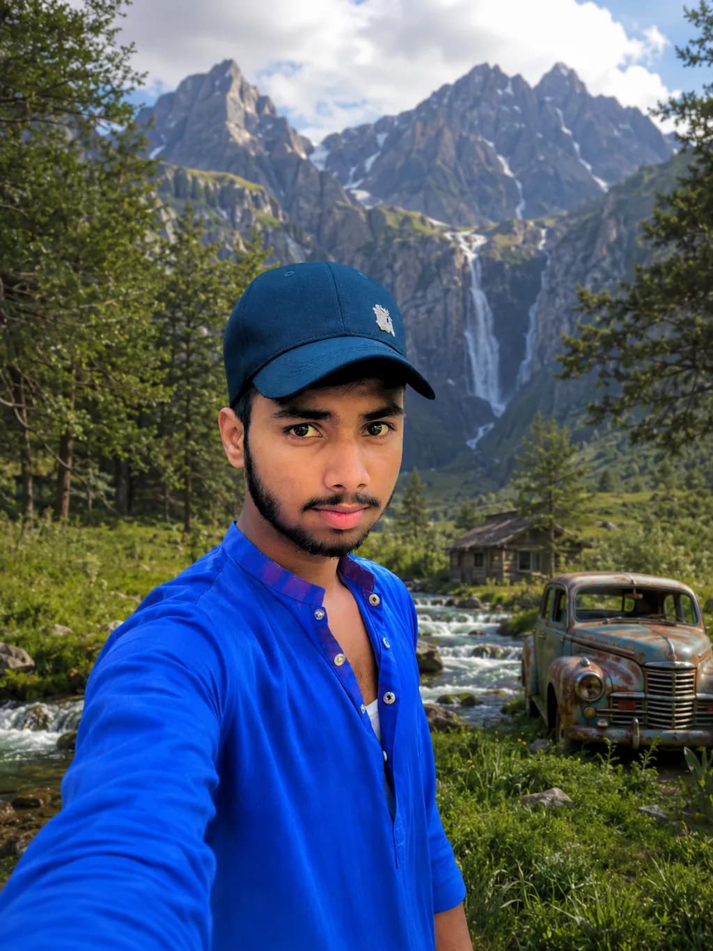 Mountain Waterfall Selfie