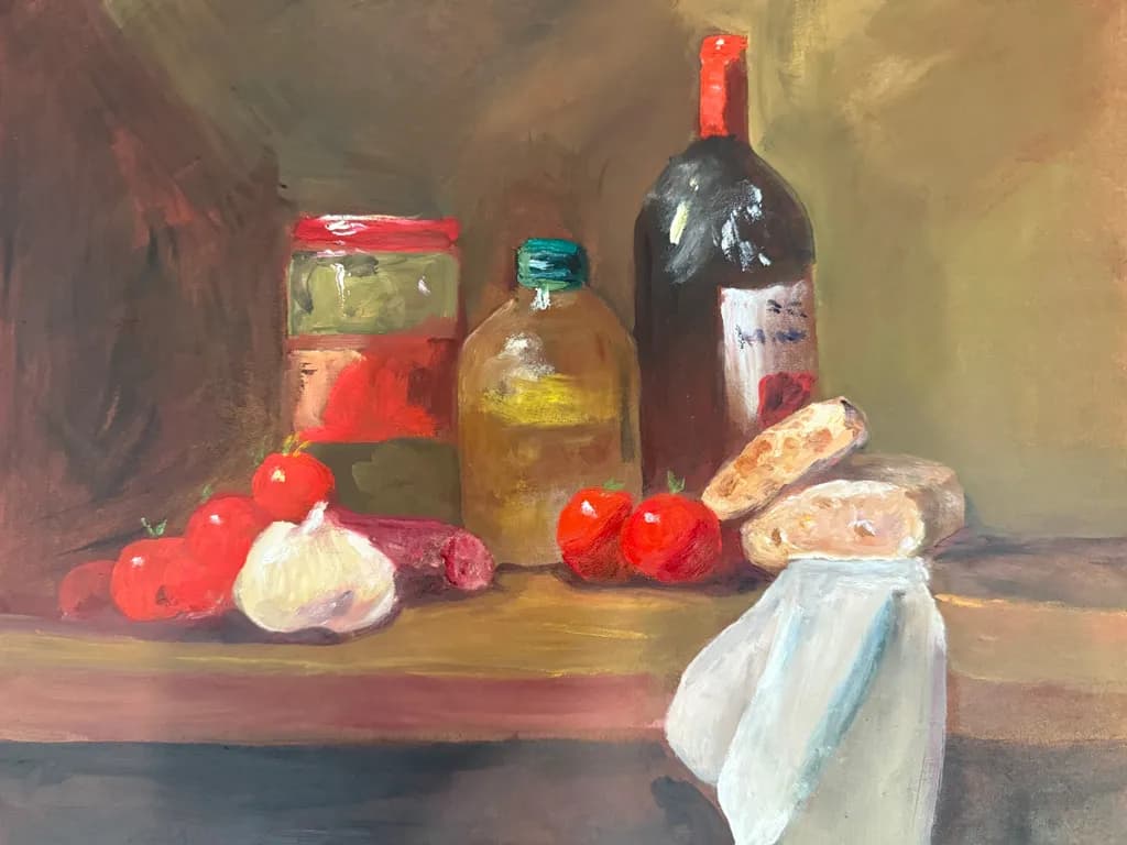 Tomatoes and Bread Still Life