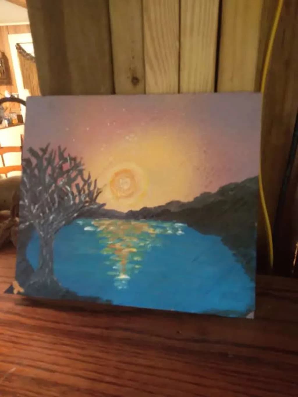 Sunset over Lake and Tree