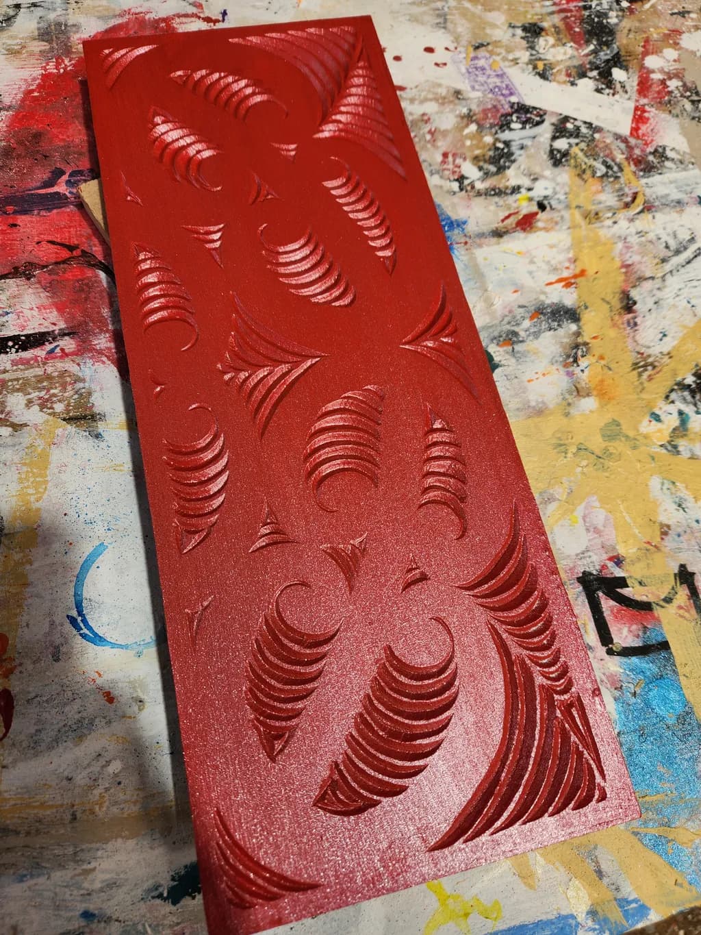 Red Carved Panel