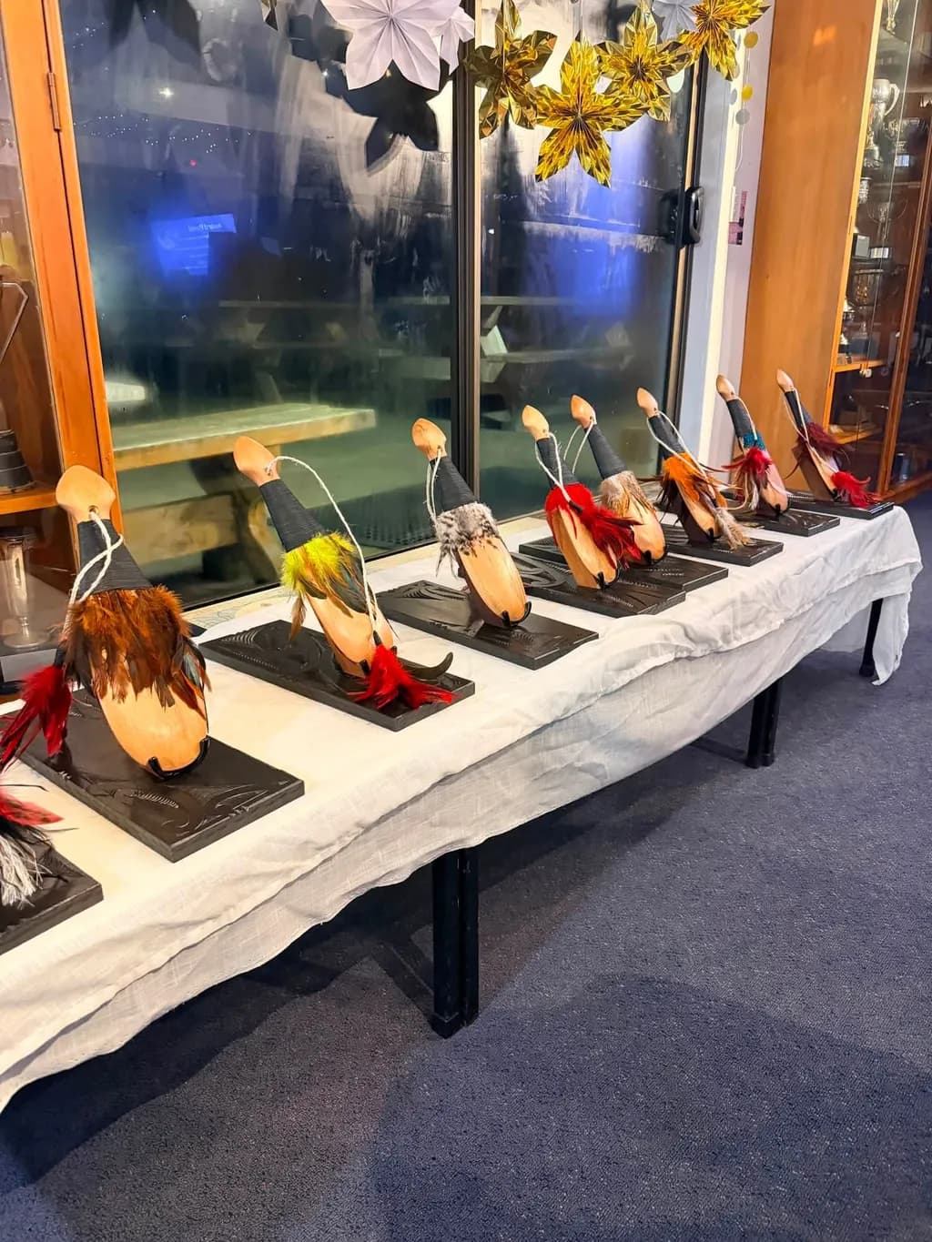 Feathered Sculptures Display