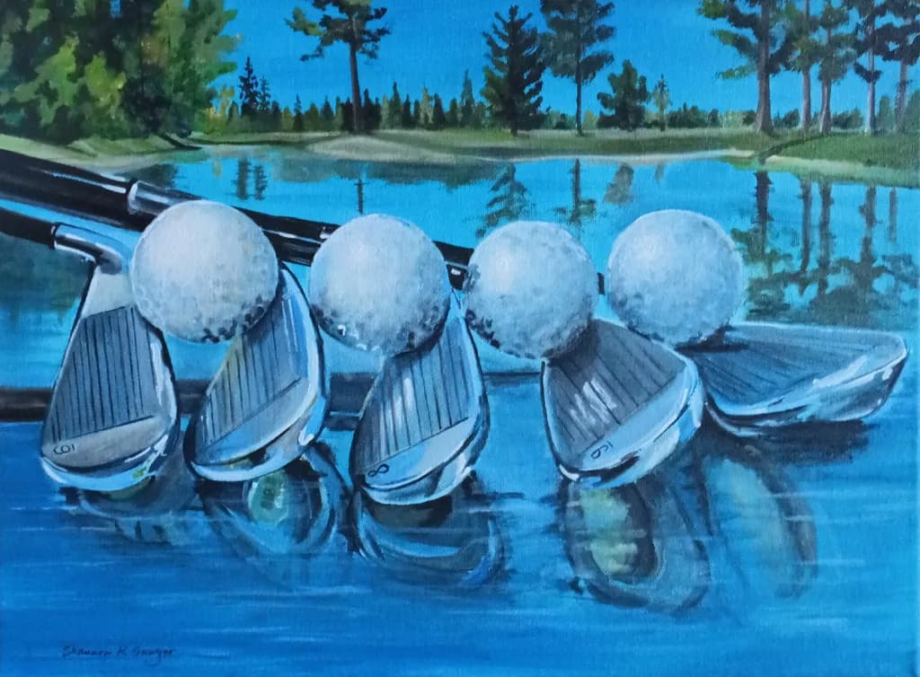 Golf Balls and Clubs Reflection