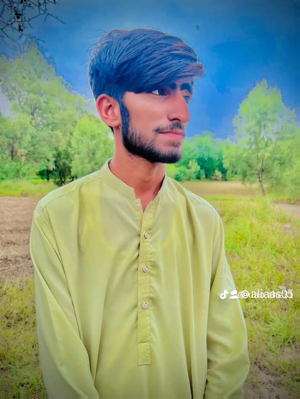 Man in Green Kurta in Nature