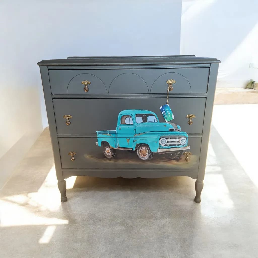 Vintage Blue Truck Chest