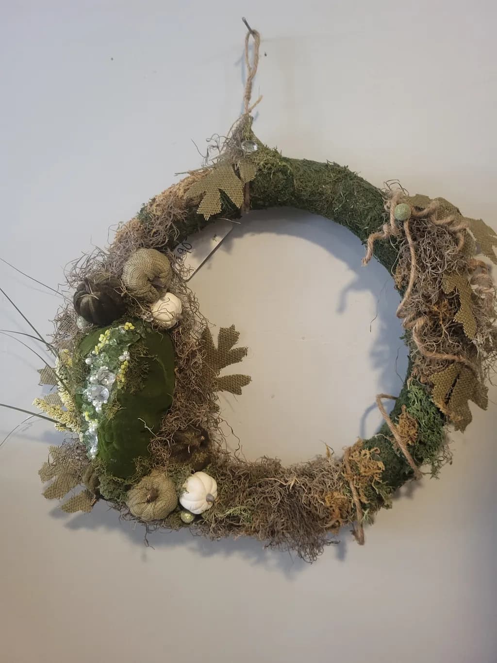 Natural Moss and Pumpkin Wreath