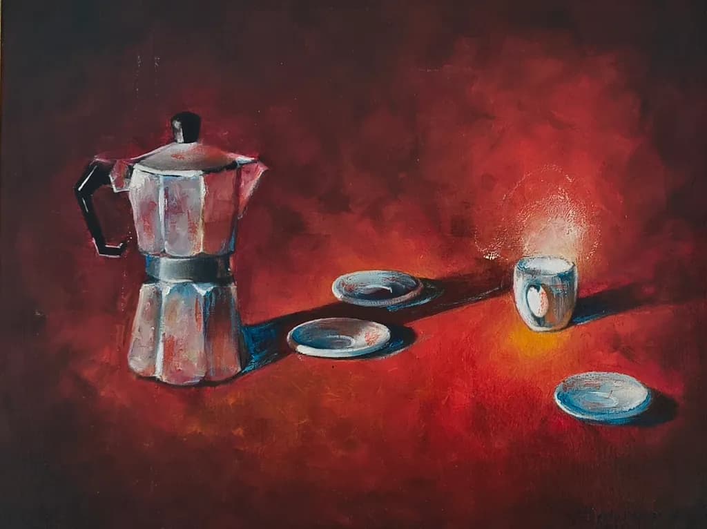 Coffee Set on Red