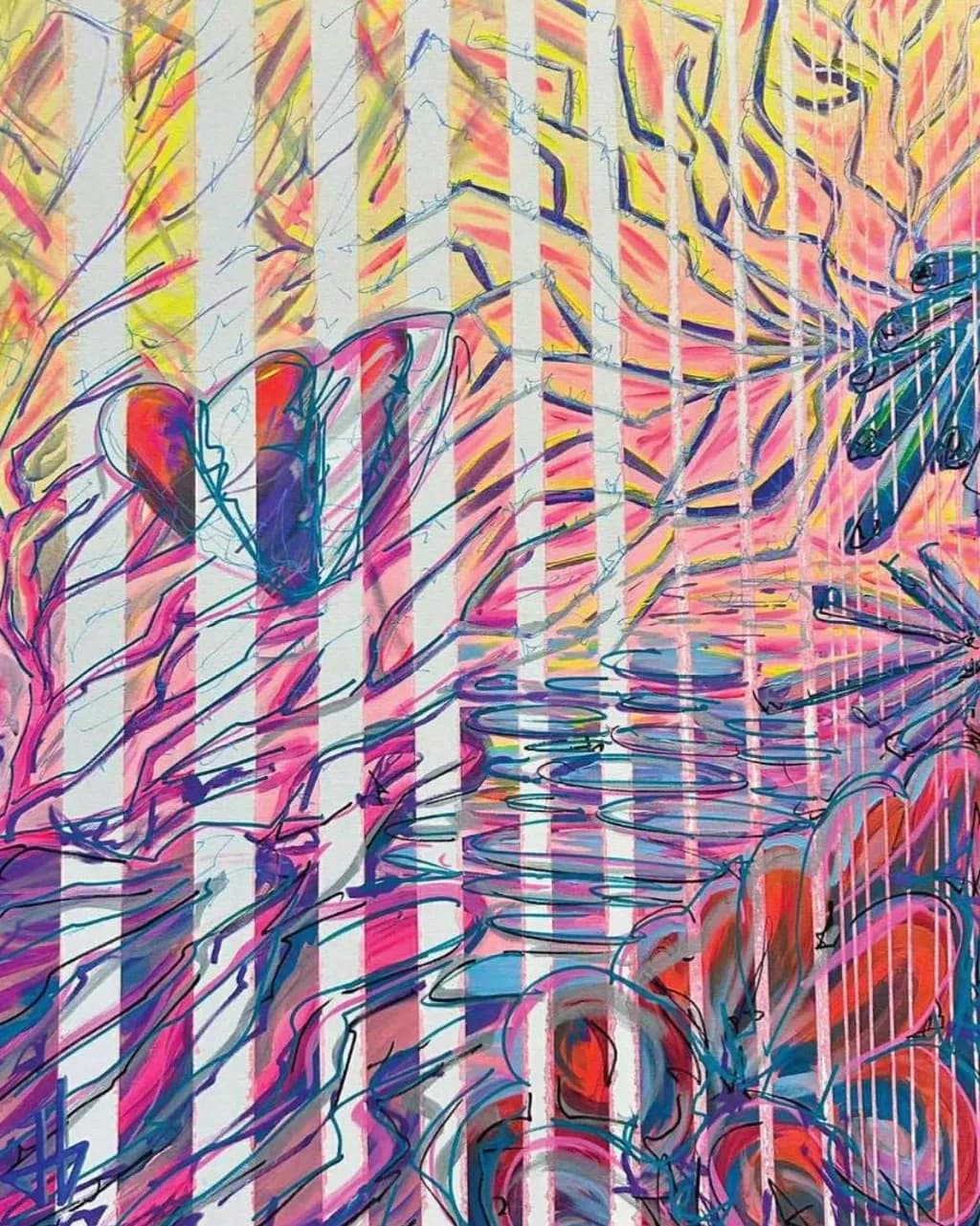 Abstract Floral Stripes