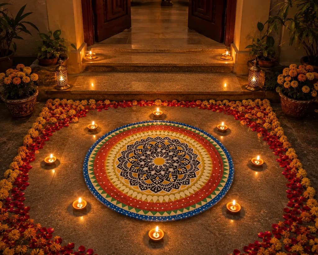 Diya Rangoli Circle