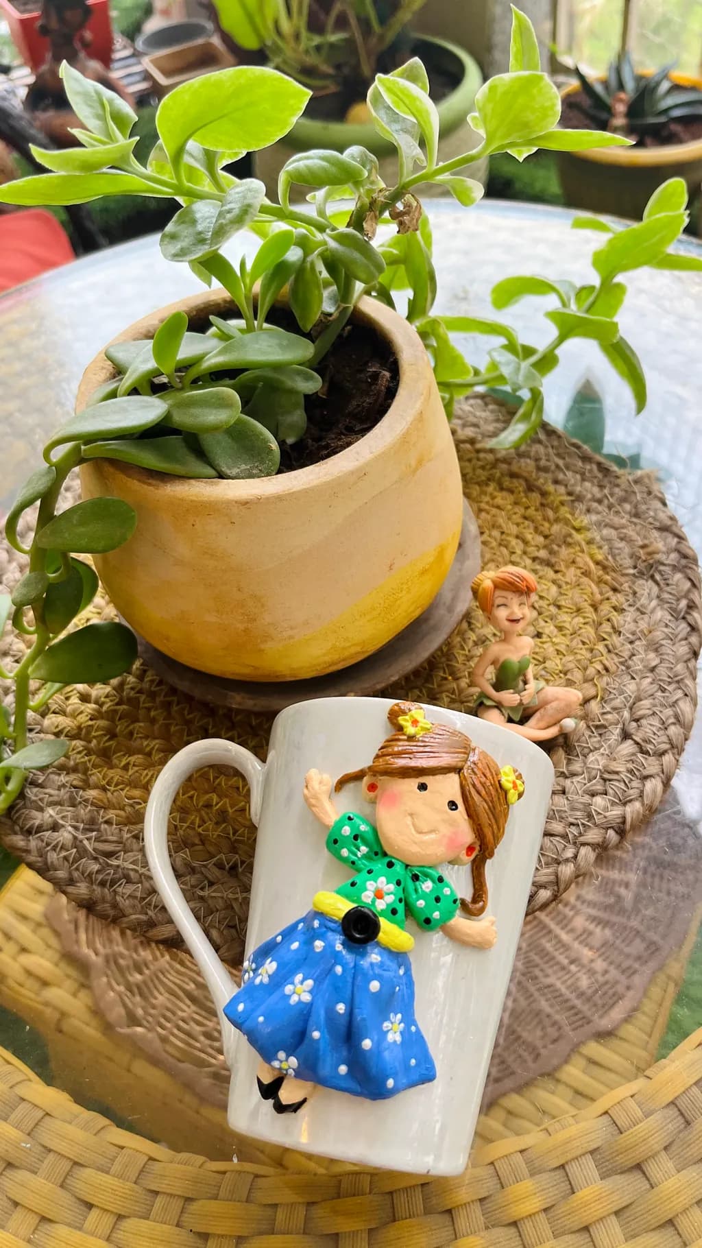 Potted Plant and Doll Mug