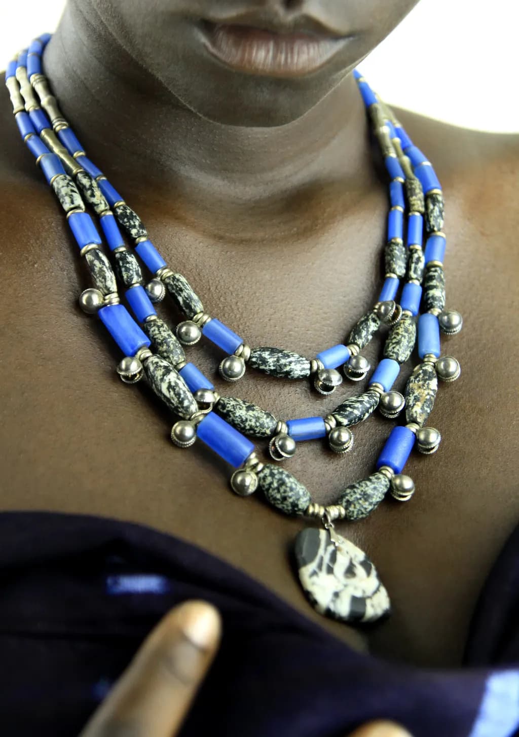 Three-Row Blue and Grey Stones