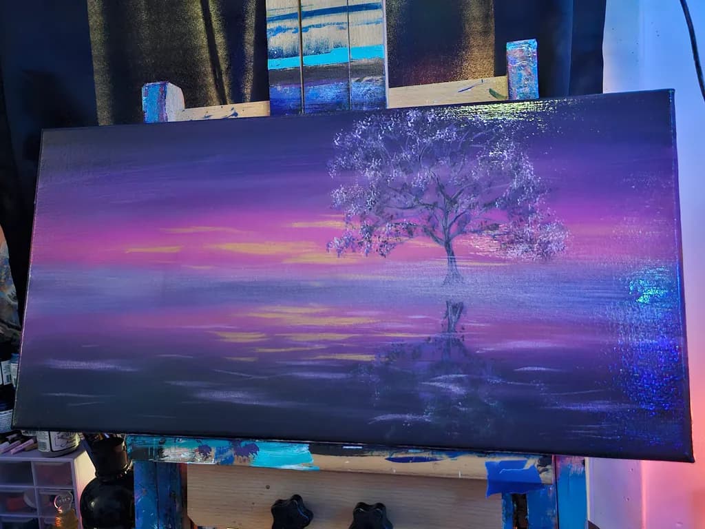 Sunset Tree Reflection