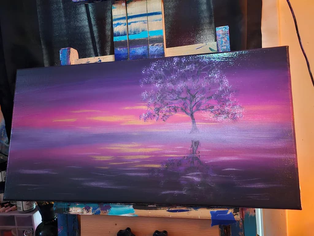 Purple Tree Reflection Sunset