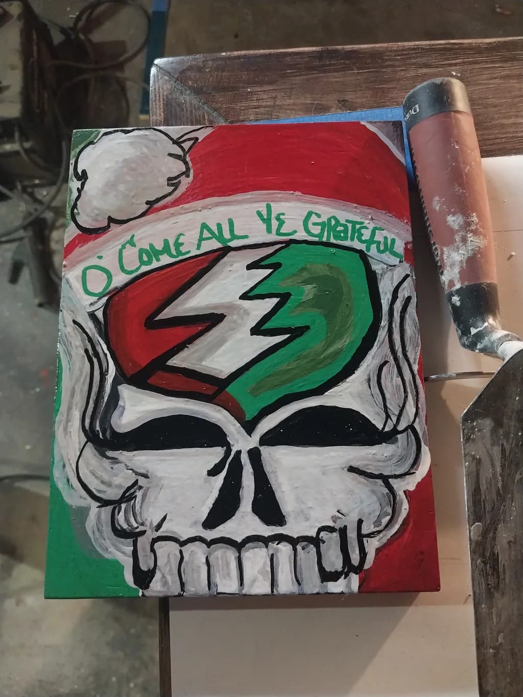 Skull with Green and Red Lightning