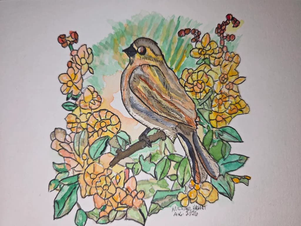 Bird on Blossom Branch