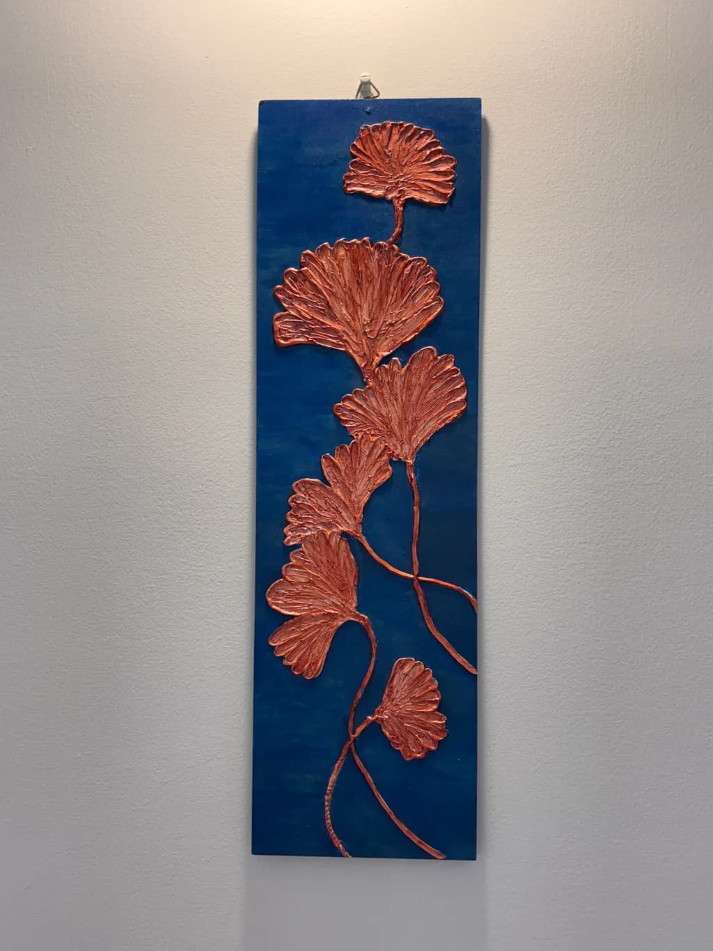 Copper Foliage on Blue Panel