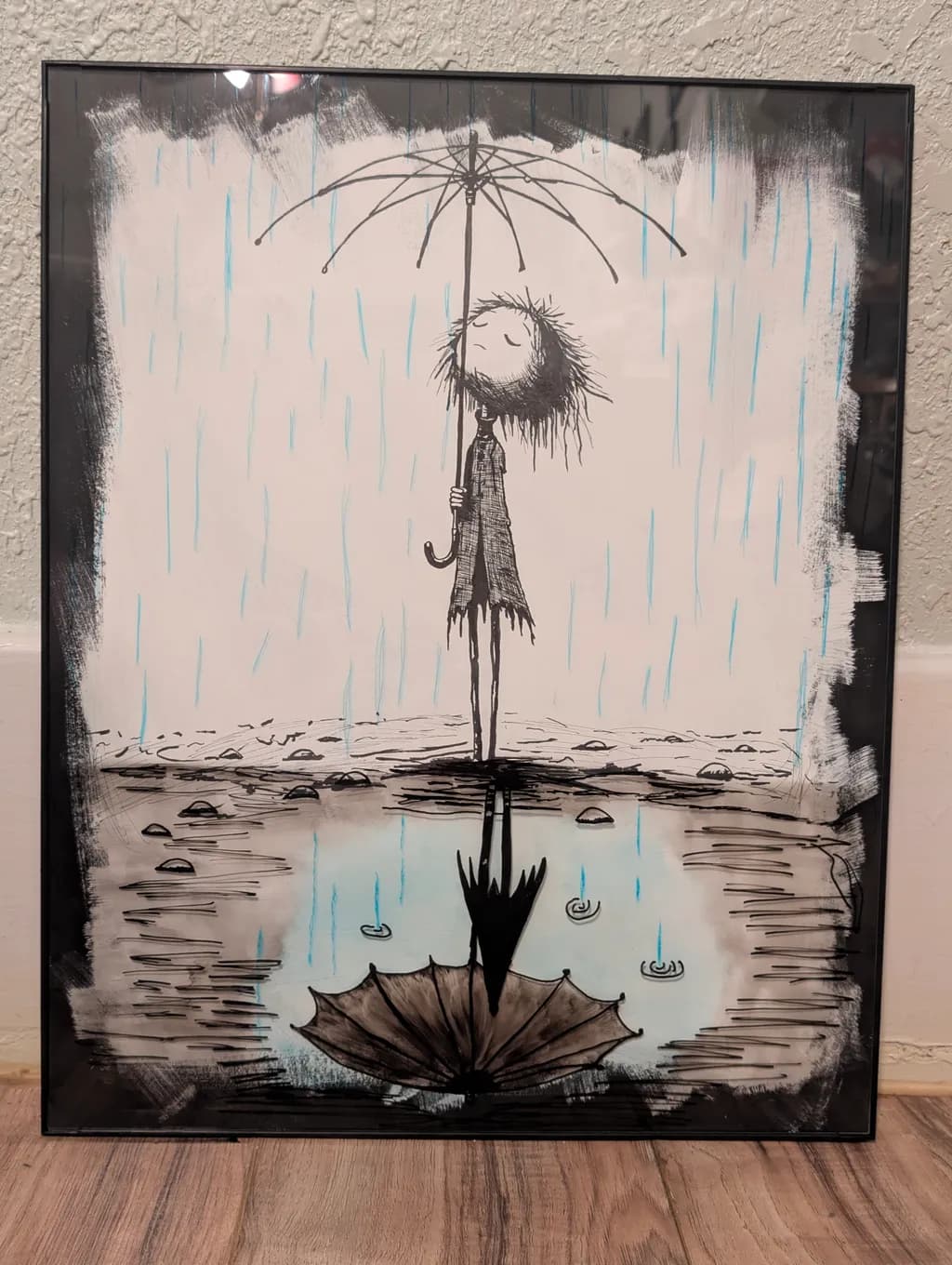 Umbrella Reflection in Rain