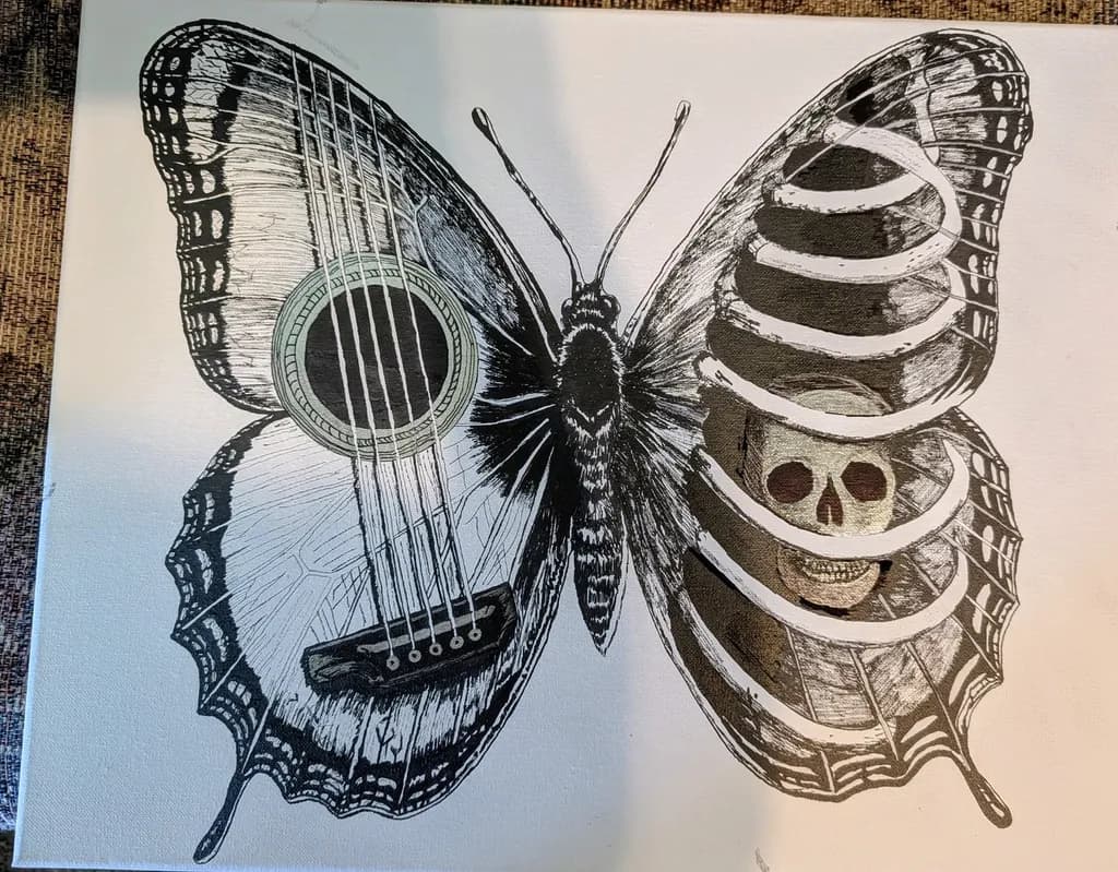 Butterfly Guitar Skull