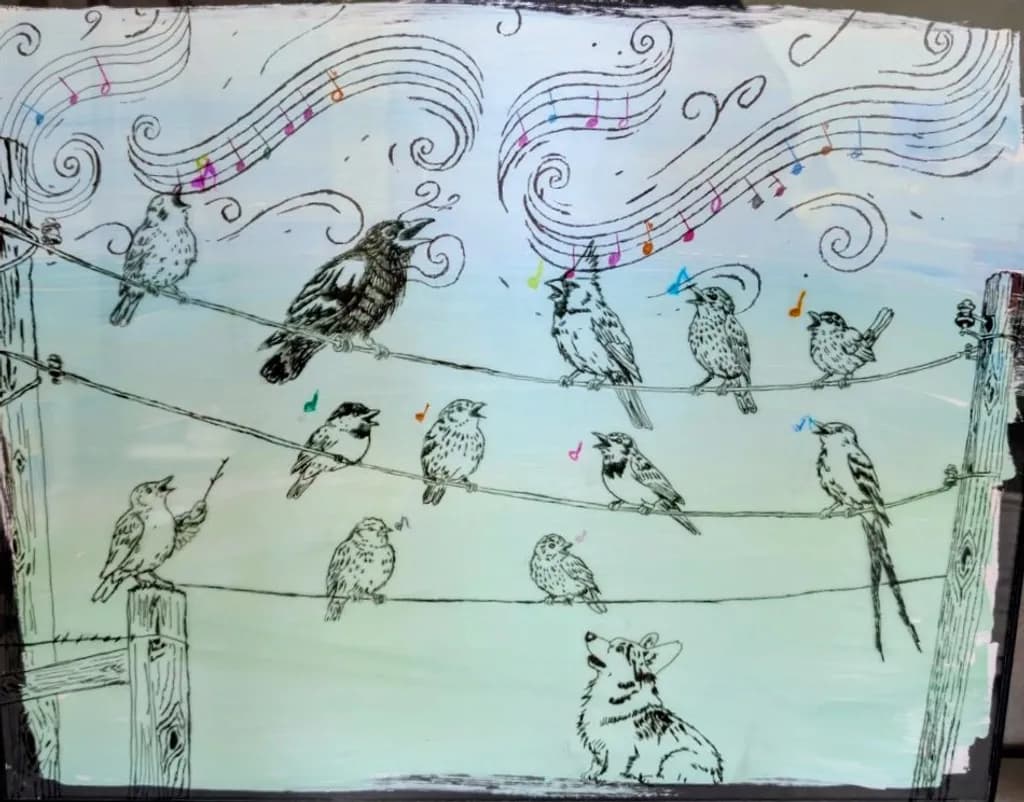 Birds Singing on Wire