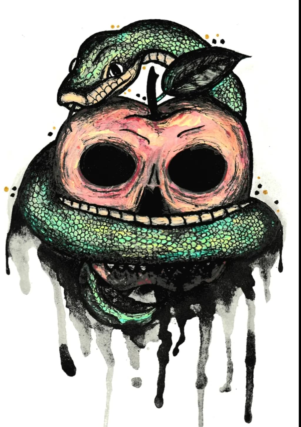 Apple Skull with Snake