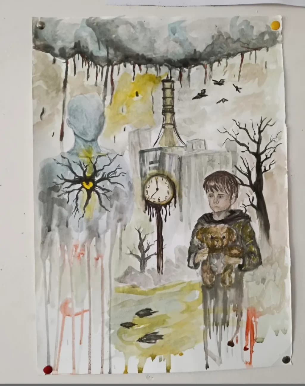 Child with Teddy and Clock