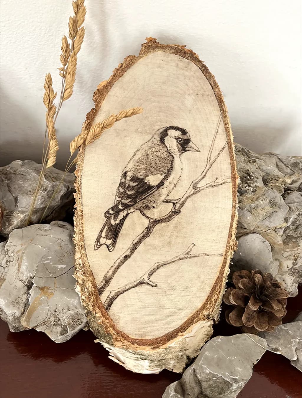 Bird on Wood Slice