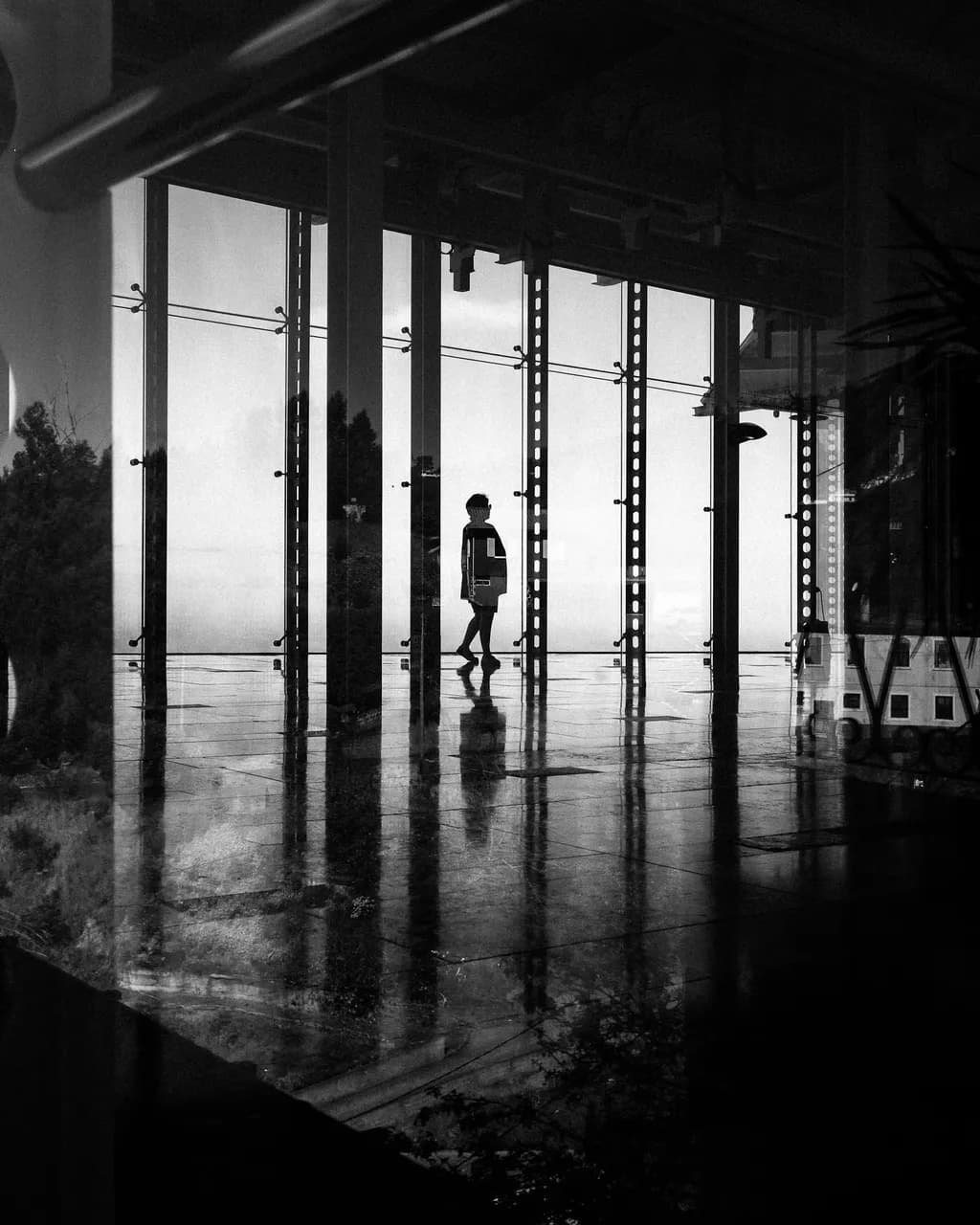 Glass Corridor Reflection