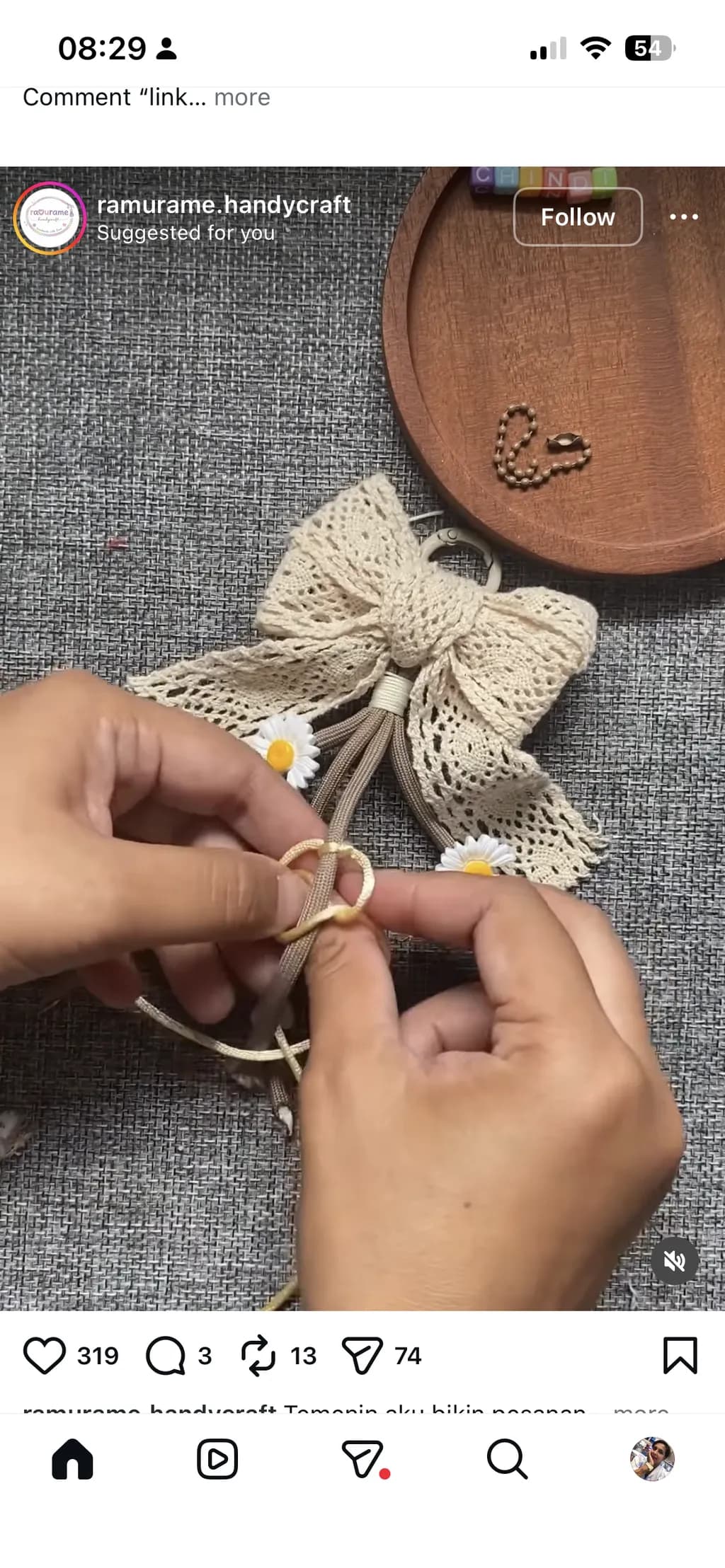 Crochet Bow Keychain