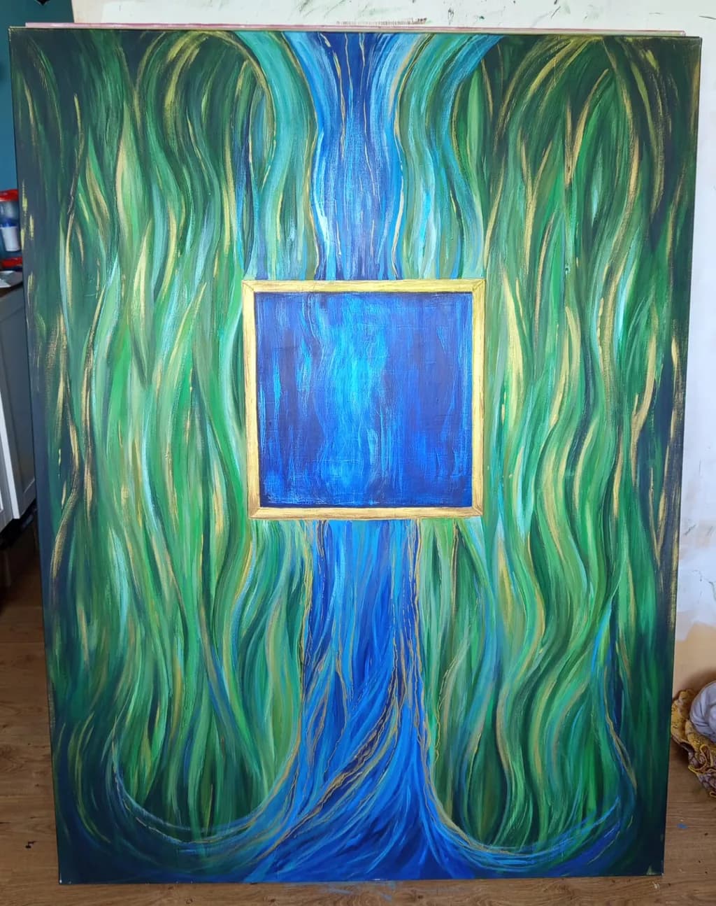 Blue Stream in Green Woods