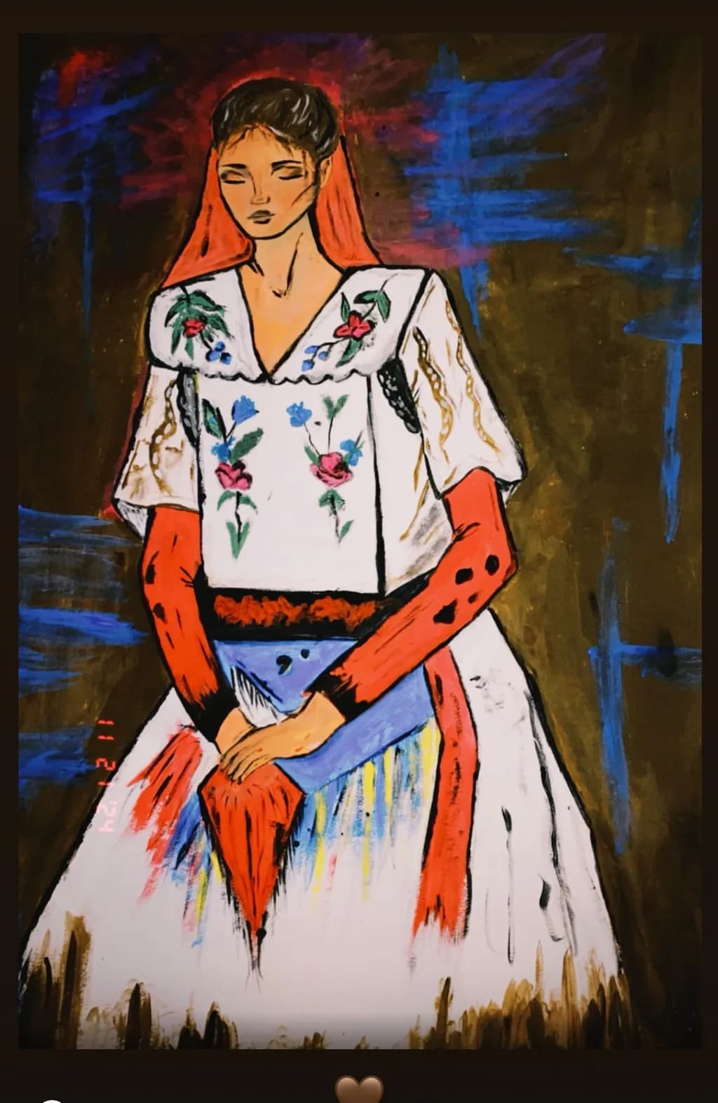 Woman in Embroidered Dress