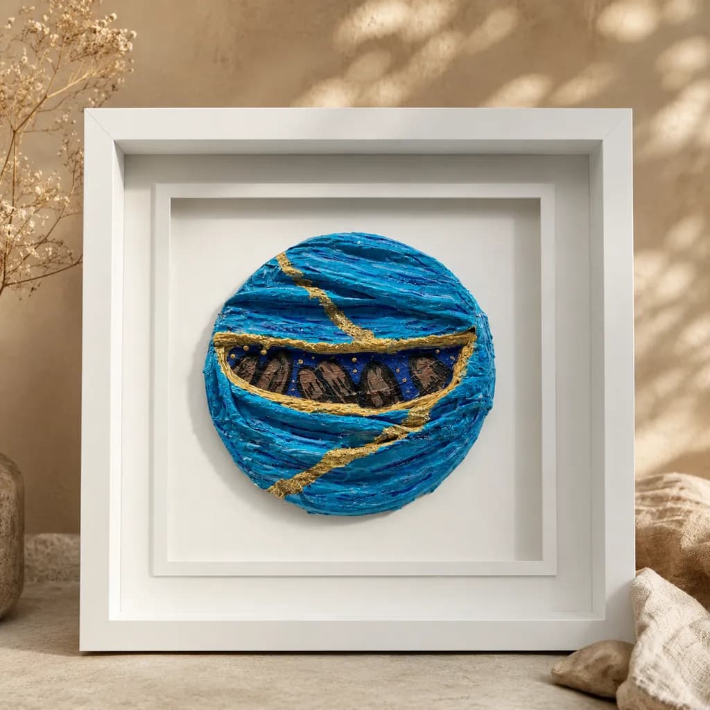 Blue Circle with Gold Lines
