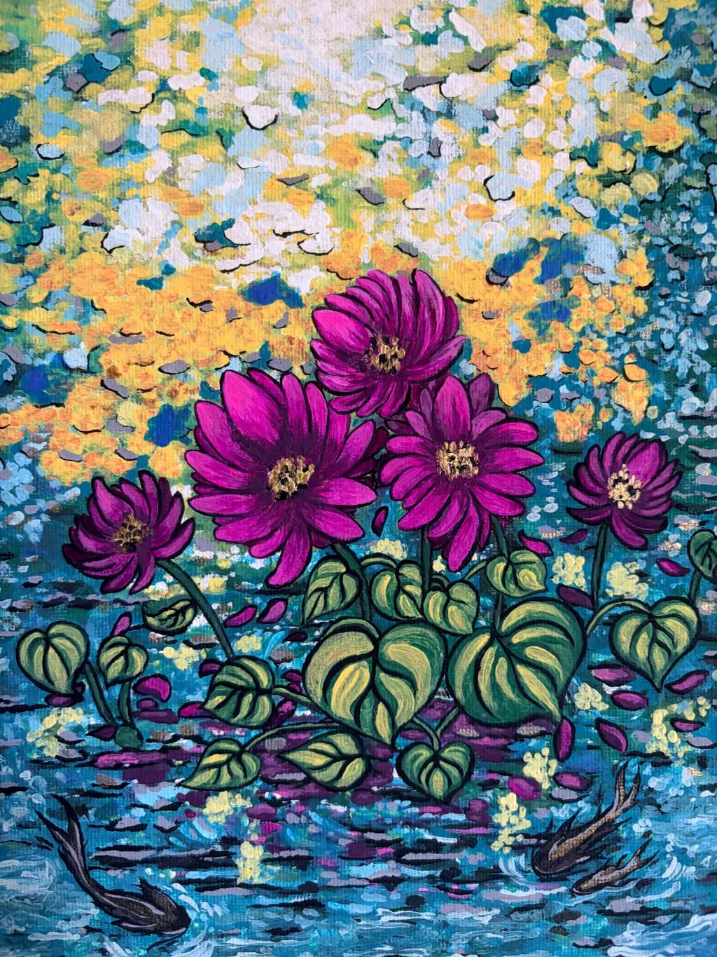 Purple Flowers by the Pond