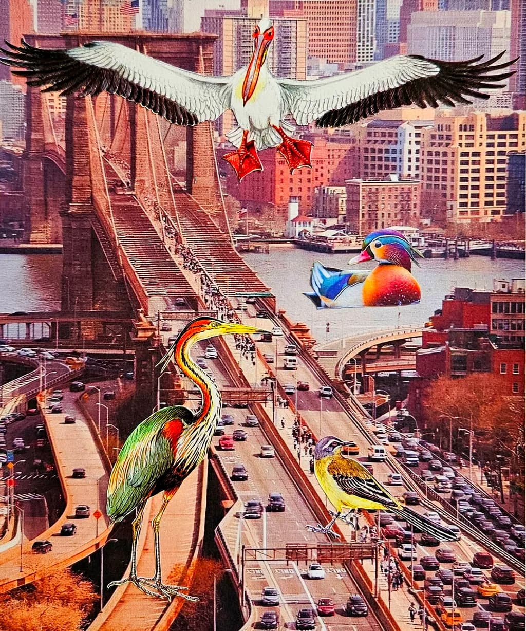 Giant Bird Spectacle at Brooklyn Bridge 
