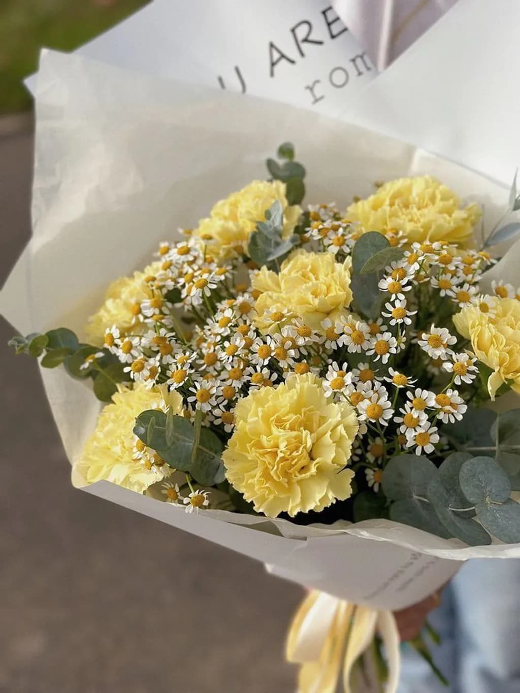 Yellow Carnations and Daisies Bouquet