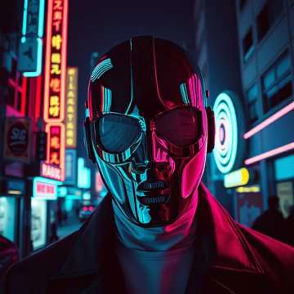 Neon Masked Figure