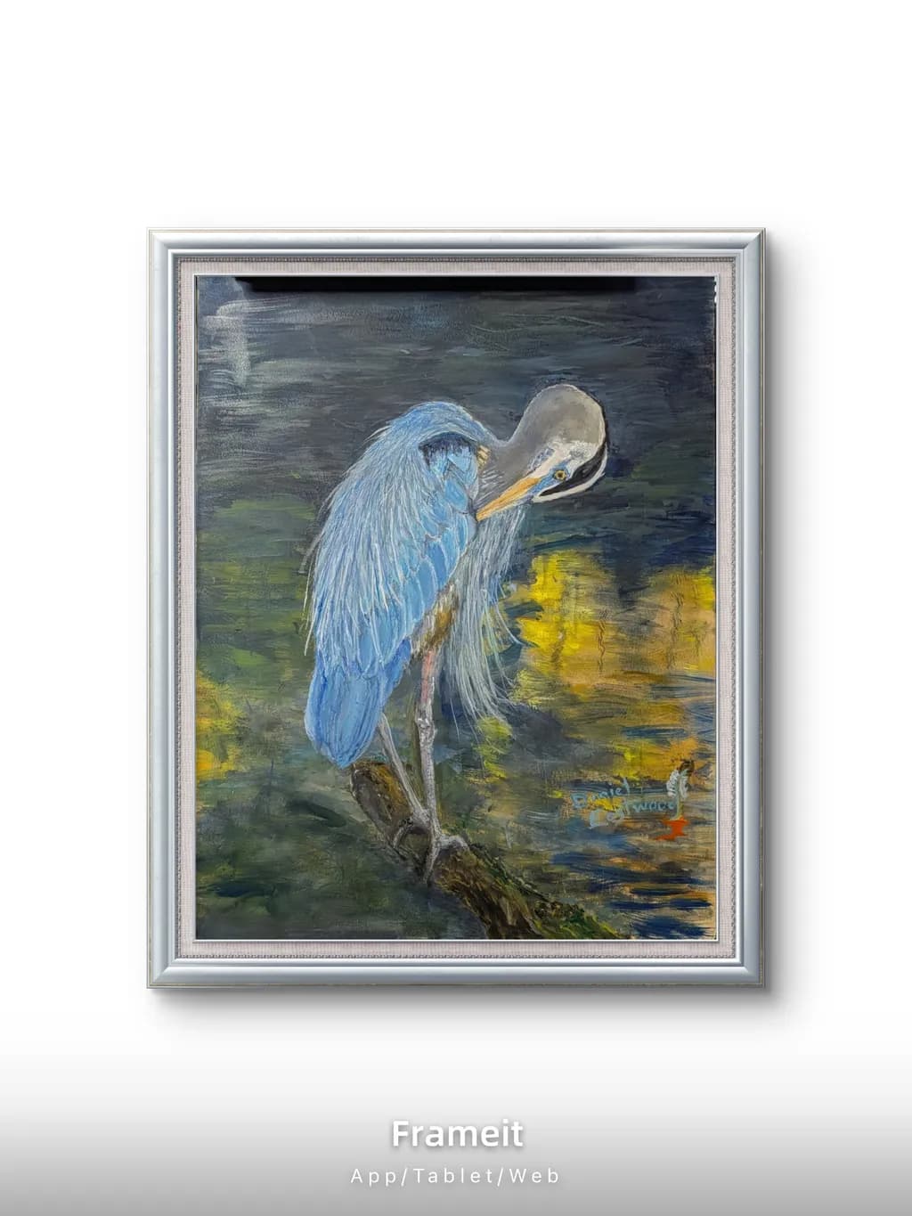 Blue Bird Perch Reflection